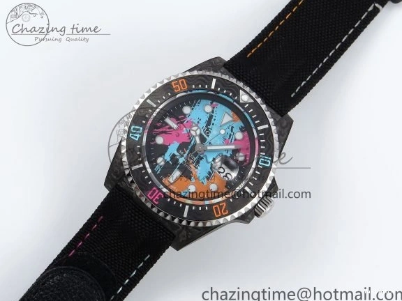on Graffiti Nylon Best Black Carbon Strap A2824 DIWF Dweller Sea 43mm Edition Dial 0415